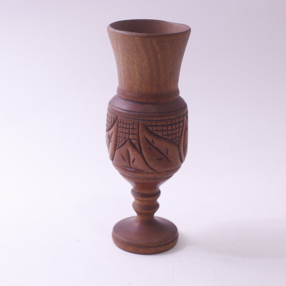 MCM, Tiki, Vintage, Wooden, Vase, Floral, Carved, Ornate, Eye-catching